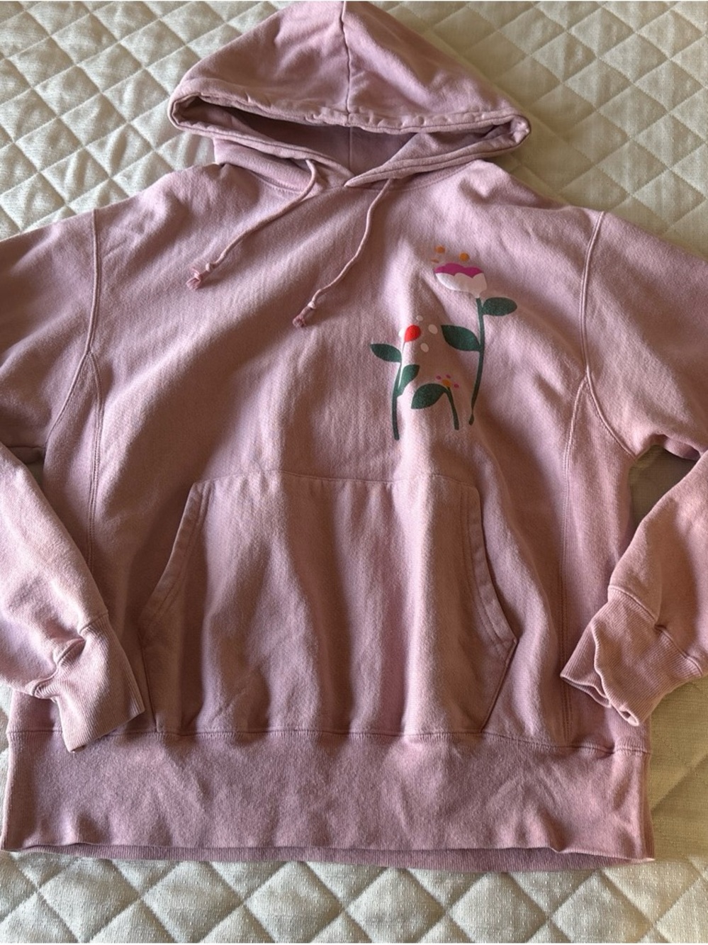 Champion Women's Pink Floral Graphic Hoodie - Medium